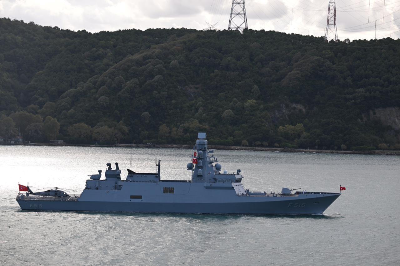 The TCG Istanbul is featured during the naval parade held in the Bosphorus as part of the 487th anniversary of the Preveza Naval Victory and Turkish Naval Forces Day in Istanbul, Türkiye, Sept. 27, 2025. (AA Photo)