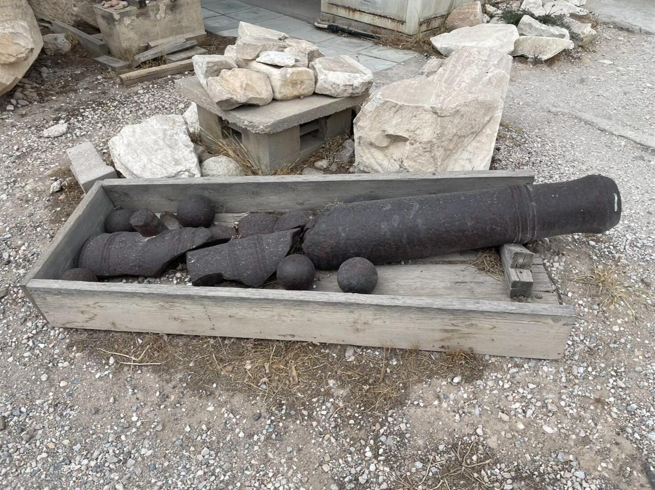 Irresponsible storage and destruction of Ottoman cannons, Acropolis of Athens, Greece, July 26, 2024. (Photo by Koray Erdogan/Türkiye Today)