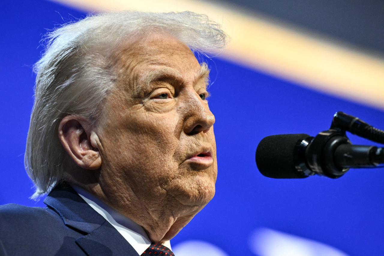 US President Donald Trump speaks at the "Board of Peace" meeting during the World Economic Forum (WEF) annual meeting in Davos on January 22, 2026. (AFP Photo)