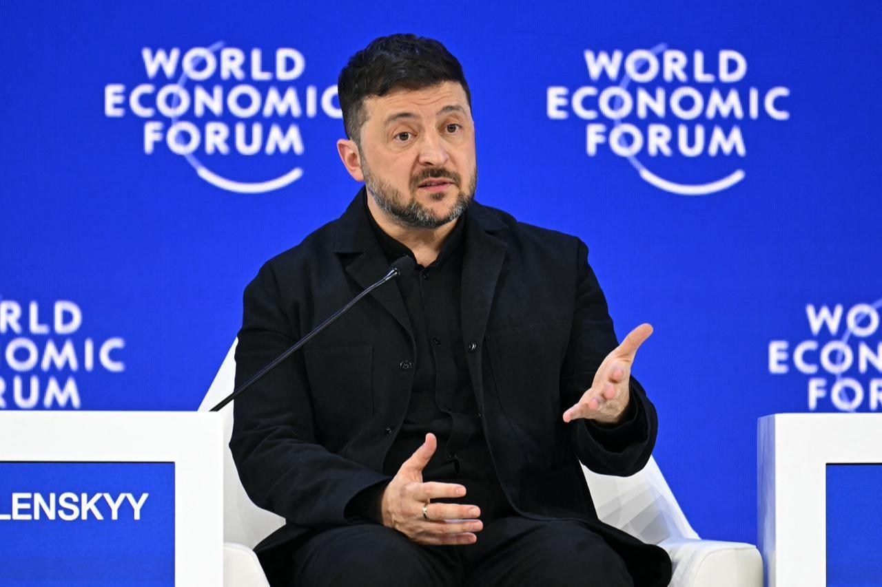 Ukraine's President Volodymyr Zelensky speaks during the World Economic Forum (WEF) annual meeting in Davos, January 22, 2026. (AFP Photo)