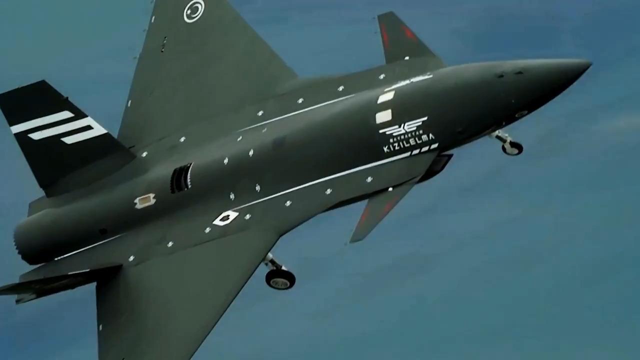 Baykar's Bayraktar Kizilelma unmanned fighter jet (S1) during a system identification flight test in Corlu at an unspecified date. (Photo via X/@BaykarTech)