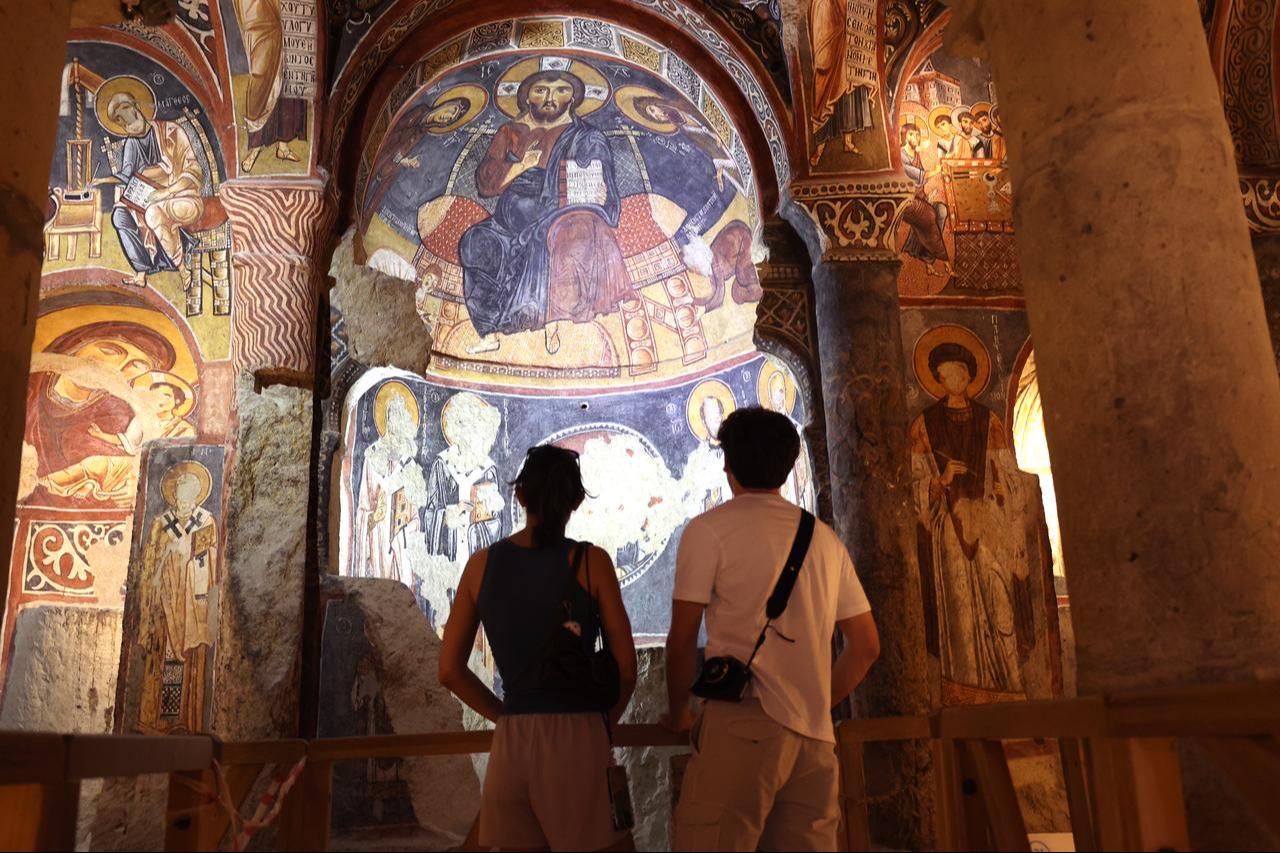 The rock-carved historic Dark Church, located in Cappadocia, home to rich historical, natural, and cultural heritage, Nevsehir, Türkiye, Aug. 5, 2025. (AA Photo)