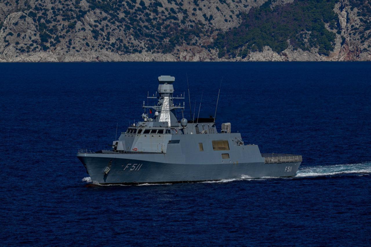 TCG Heybeliada (F-511) at the Distinguished Observer Day of the Seawolf-I/2025 exercise, conducted by the Turkish Naval Forces Command in Antalya, Türkiye, Oct. 10, 2025. (AA Photo)