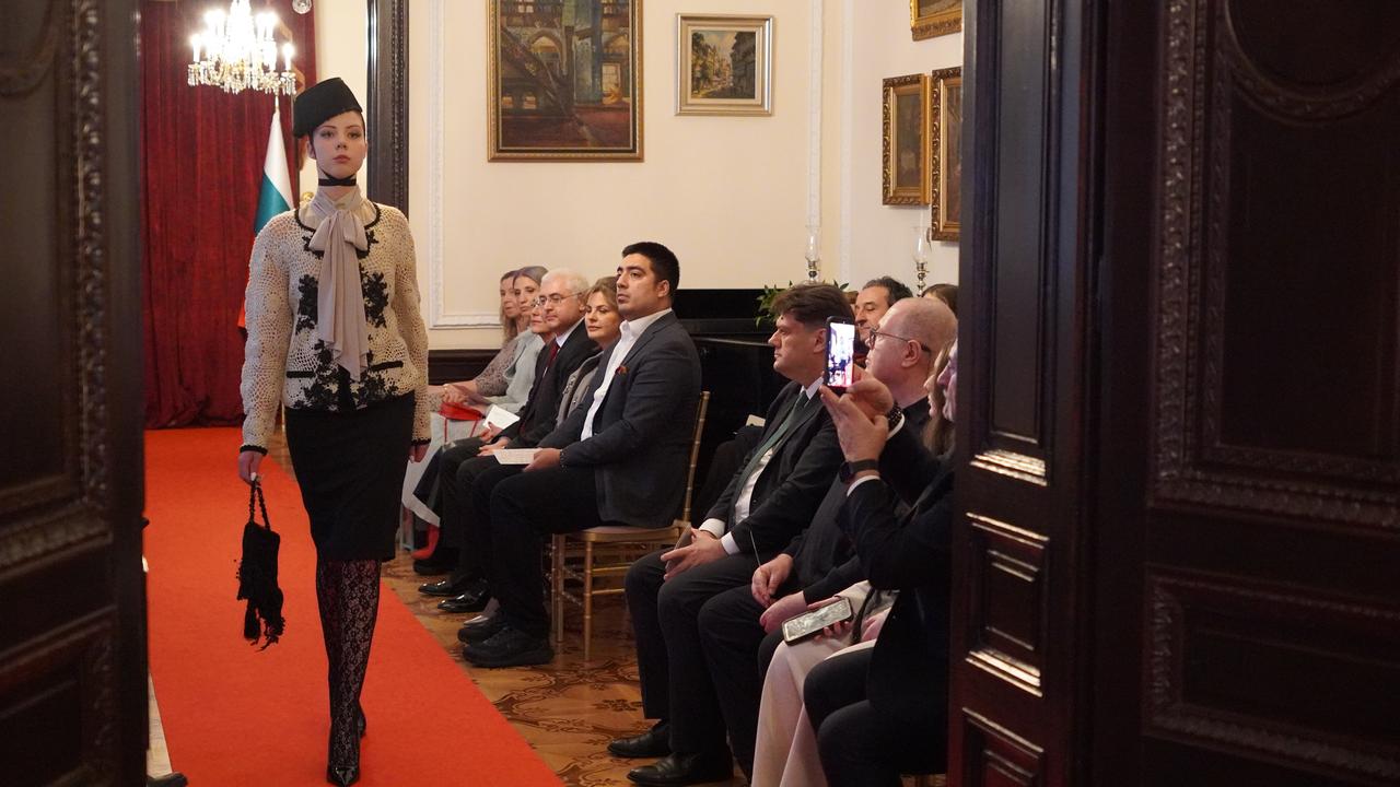 Guests watch as a model showcases a design from the “Istanbul–Sofia” collection at Ozlem Suer’s fashion show in Sofia, Bulgaria, Jan. 22, 2026. (AA Photo)