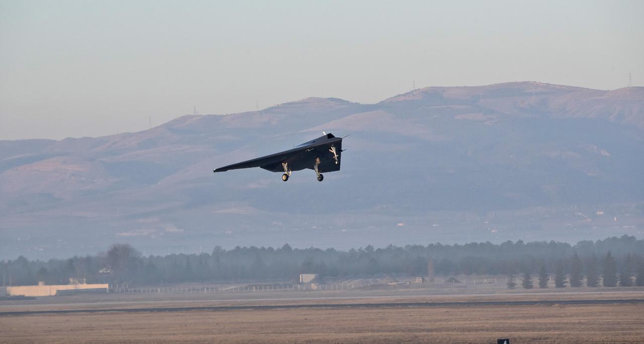 TAI's Anka-3 unmanned combat aircraft during a test in Kahramankazan, Ankara, Türkiye. (Photo via TAI)