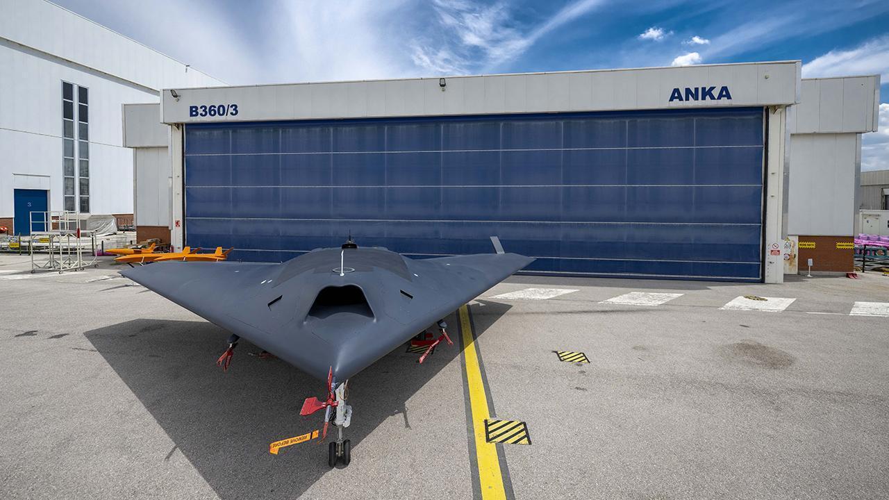 Stealth Unmanned Combat Aerial Vehicle (UCAV) Anka-3 on airfield in Ankara, Türkiye on April 25, 2023. (Photo via Turkish Aerospace Industries)