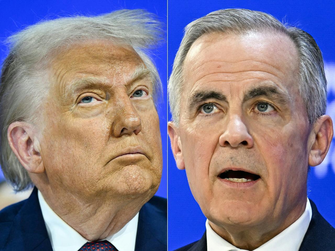 Photo combination shows U.S. President Donald Trump (L) and Canadian Prime Minister Mark Carney in Davos, Switzerland, January 2026. (AFP Photo)