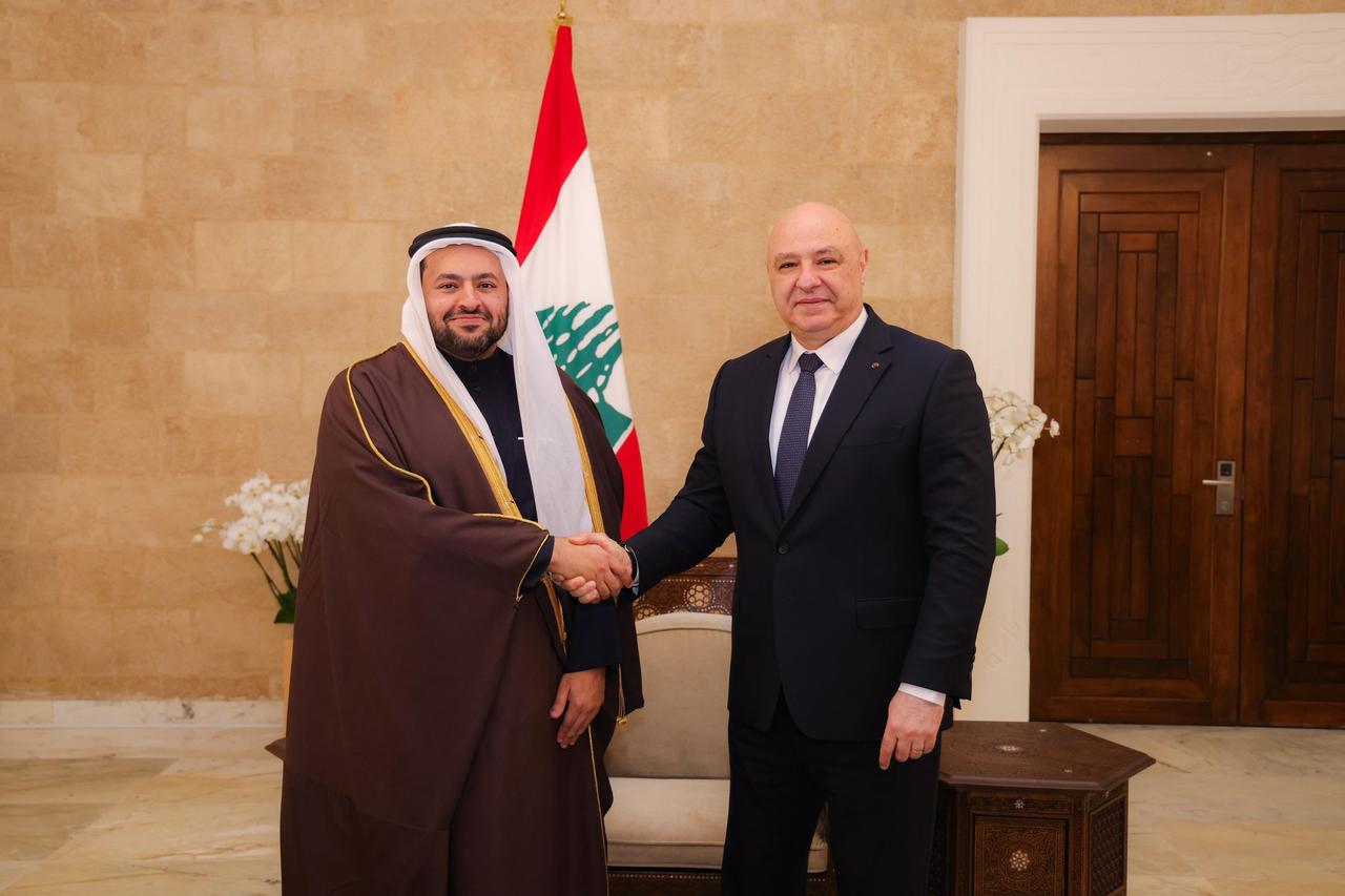 The Lebanese president receives the minister of state at the Ministry of Foreign Affairs, Jan 26, 2027. (Photo via X / @MofaQatar_AR)