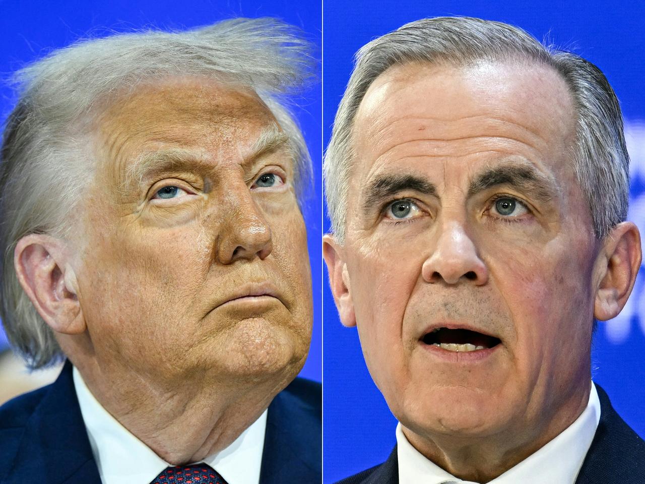 This combination of pictures shows, L/R, US President Donald Trump in Davos and Canada's Prime Minister Mark Carney in Davos (AFP Photo)