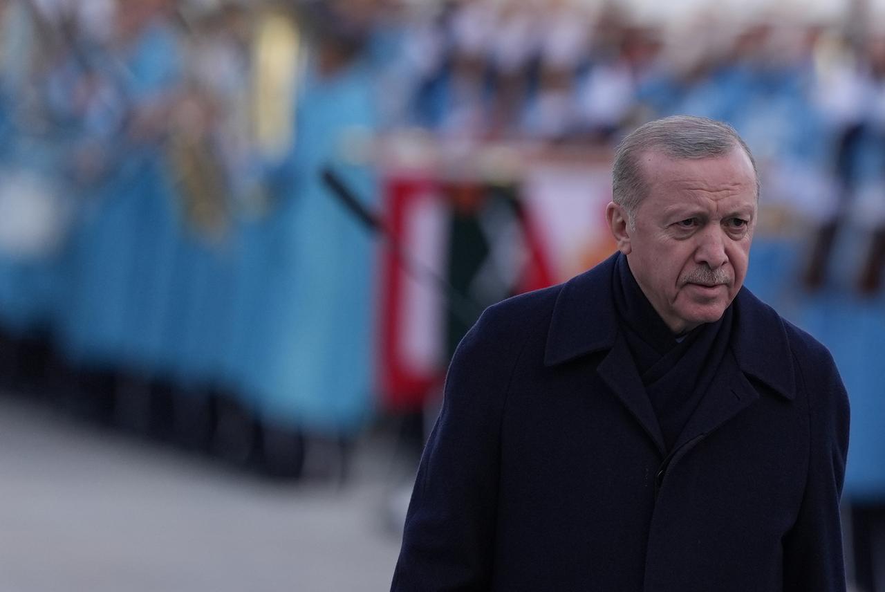 Turkish President Recep Tayyip Erdogan welcomes Nigerian President Bola Ahmed Tinubu (not seen) with an official ceremony at the Presidential Complex in Ankara, Jan. 27, 2026. (AA Photo)