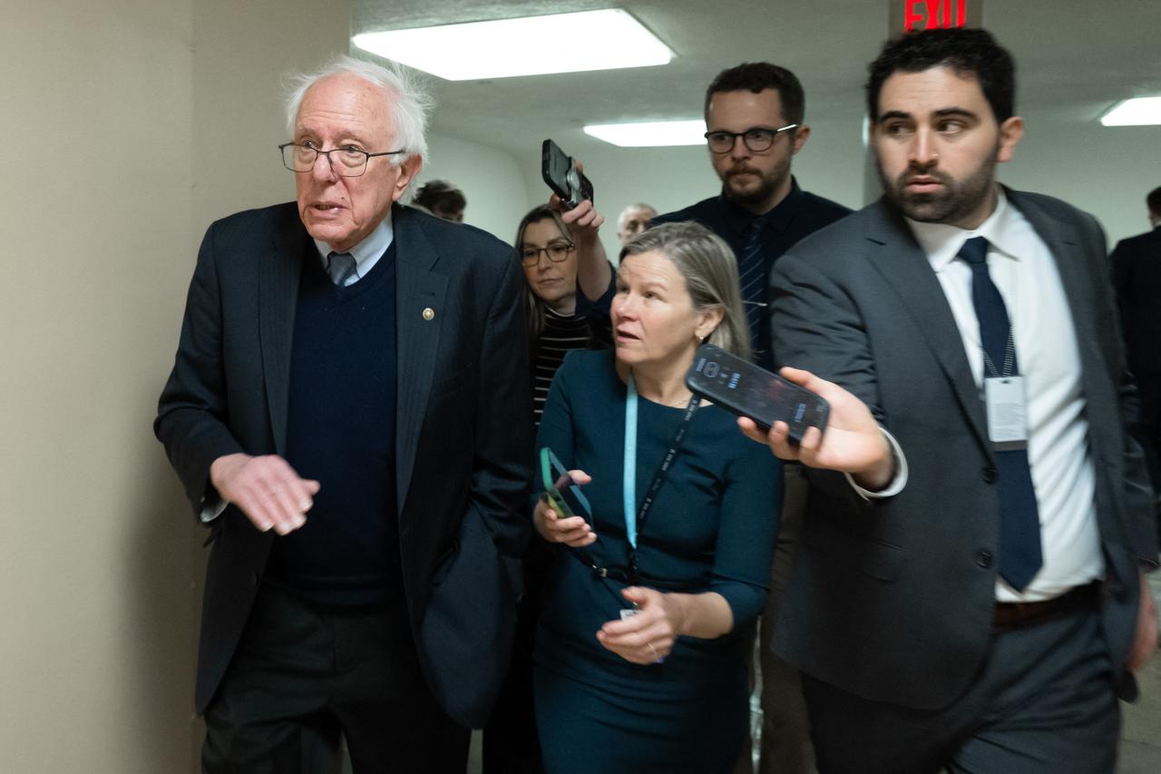 US Senator Bernie Sanders, Independent of Vermont, speaks with the press at the US Capitol in Washington, DC, Jan. 29, 2026. (AFP Photo)
