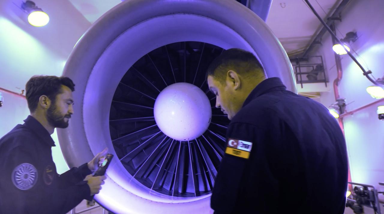 The photo shows TEI's engineers working on an engine at an undisclosed location and time. (AA Photo)