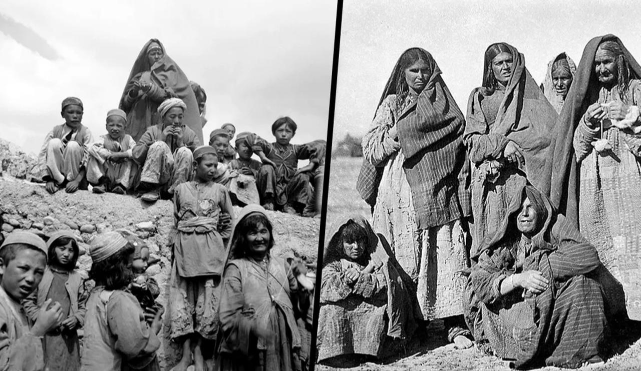 Left: Hazara children photographed in 1953 by Yvonne von Schweinitz; Right: Afghan women captured by Lilias Hamilton in the late 19th century, reflecting hardship and traditional life before modern reforms. (Photo via Zan Times)