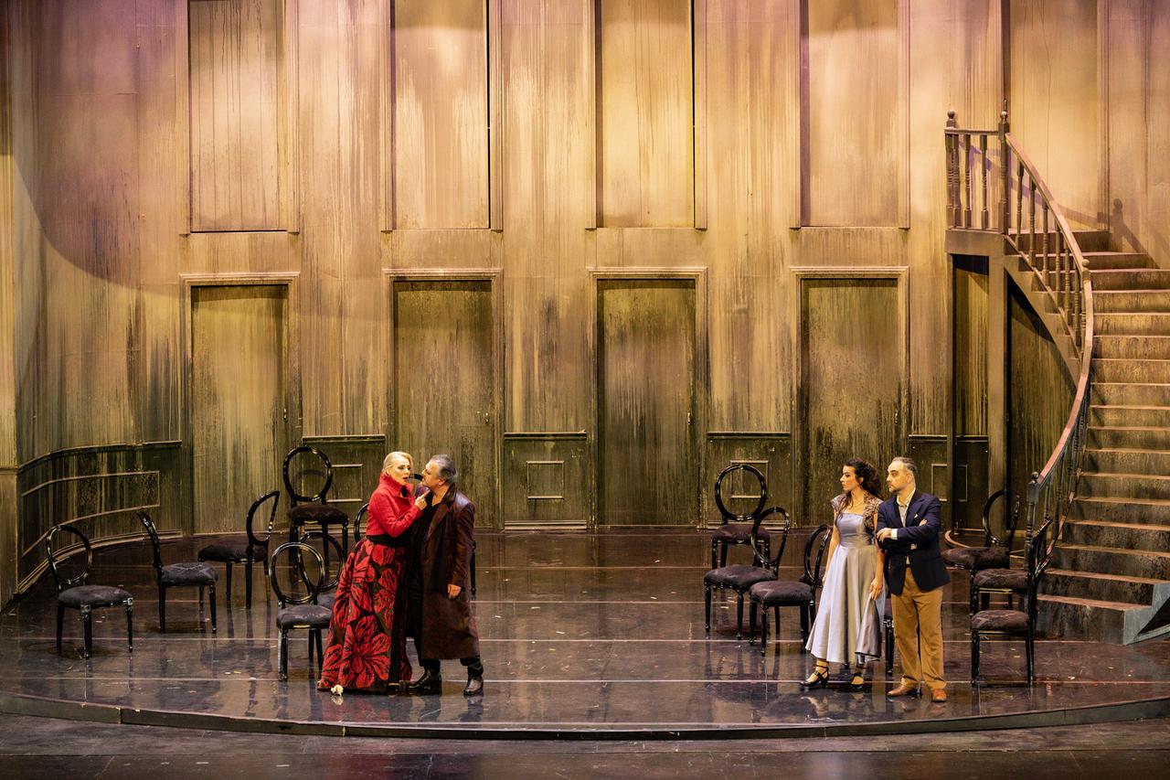 Performers on stage during Don Giovanni at the Ataturk Cultural Center Turk Telekom Opera Hall in Istanbul, Türkiye. (Photo via the Istanbul State Opera and Ballet)
