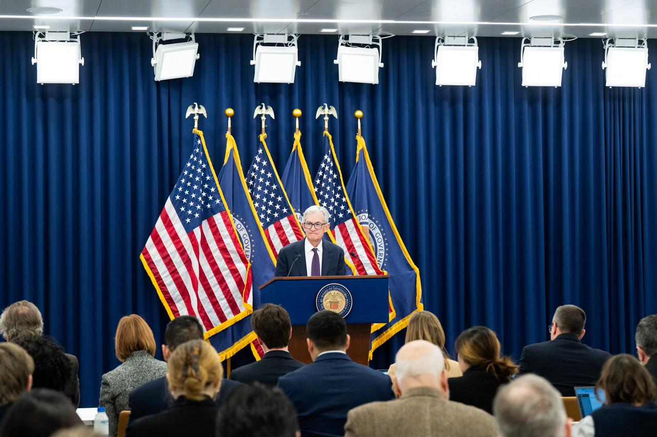 U.S. Federal Reserve Chair Jerome Powell speaks during a press conference at the Federal Reserve Board Building in Washington, DC, on January 28, 2026. (AFP Photo)