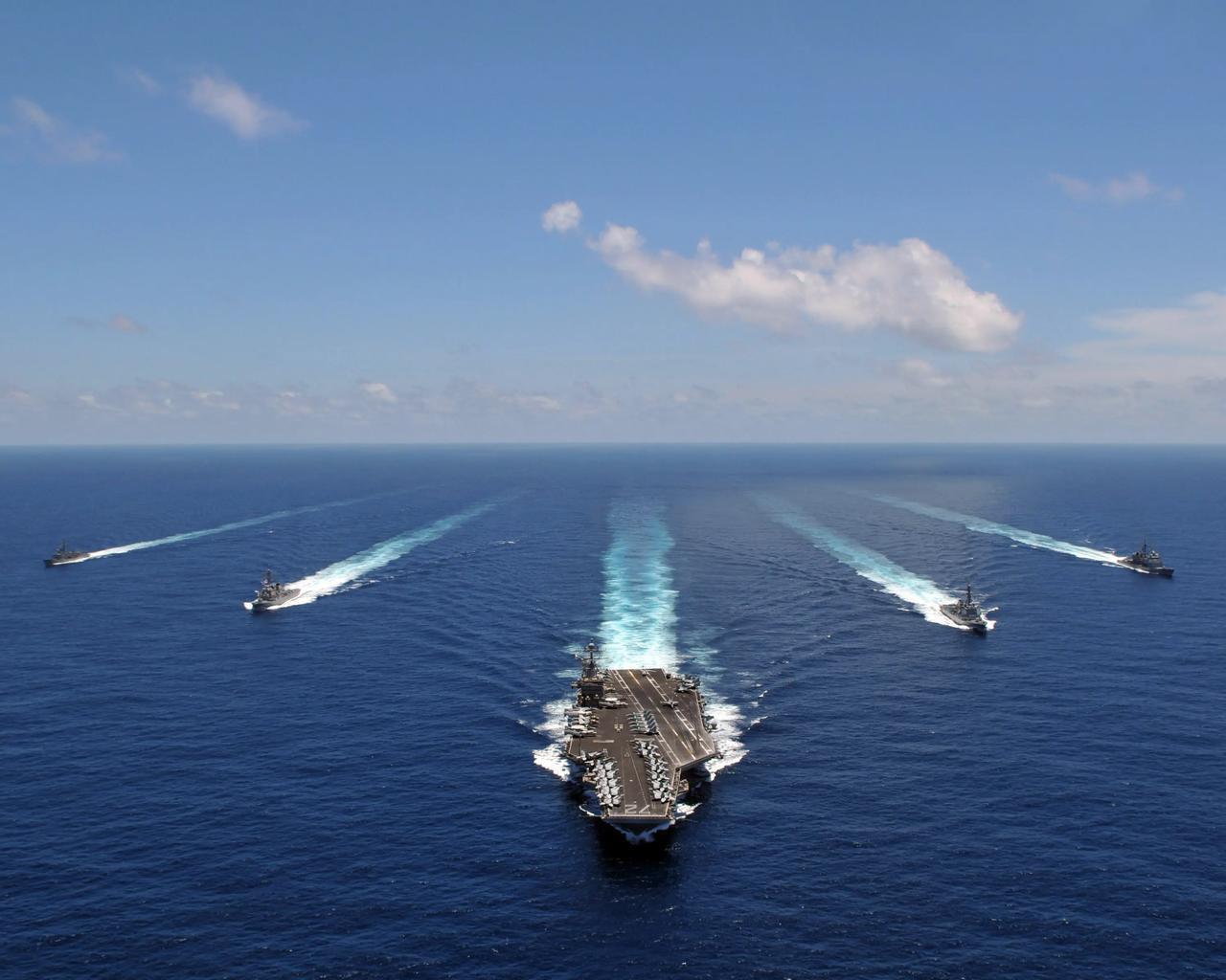 The USS Abraham Lincoln and its strike group arrived in the Middle East region as part of President Trump’s “armada,” date and time undisclosed. (Photo via US Navy)