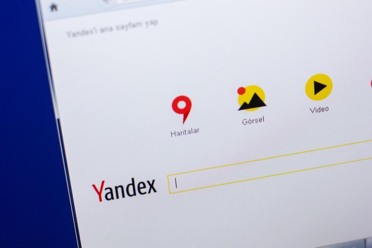 Homepage of Yandex’s Turkish-language search engine. (Adobe Stock Photo)