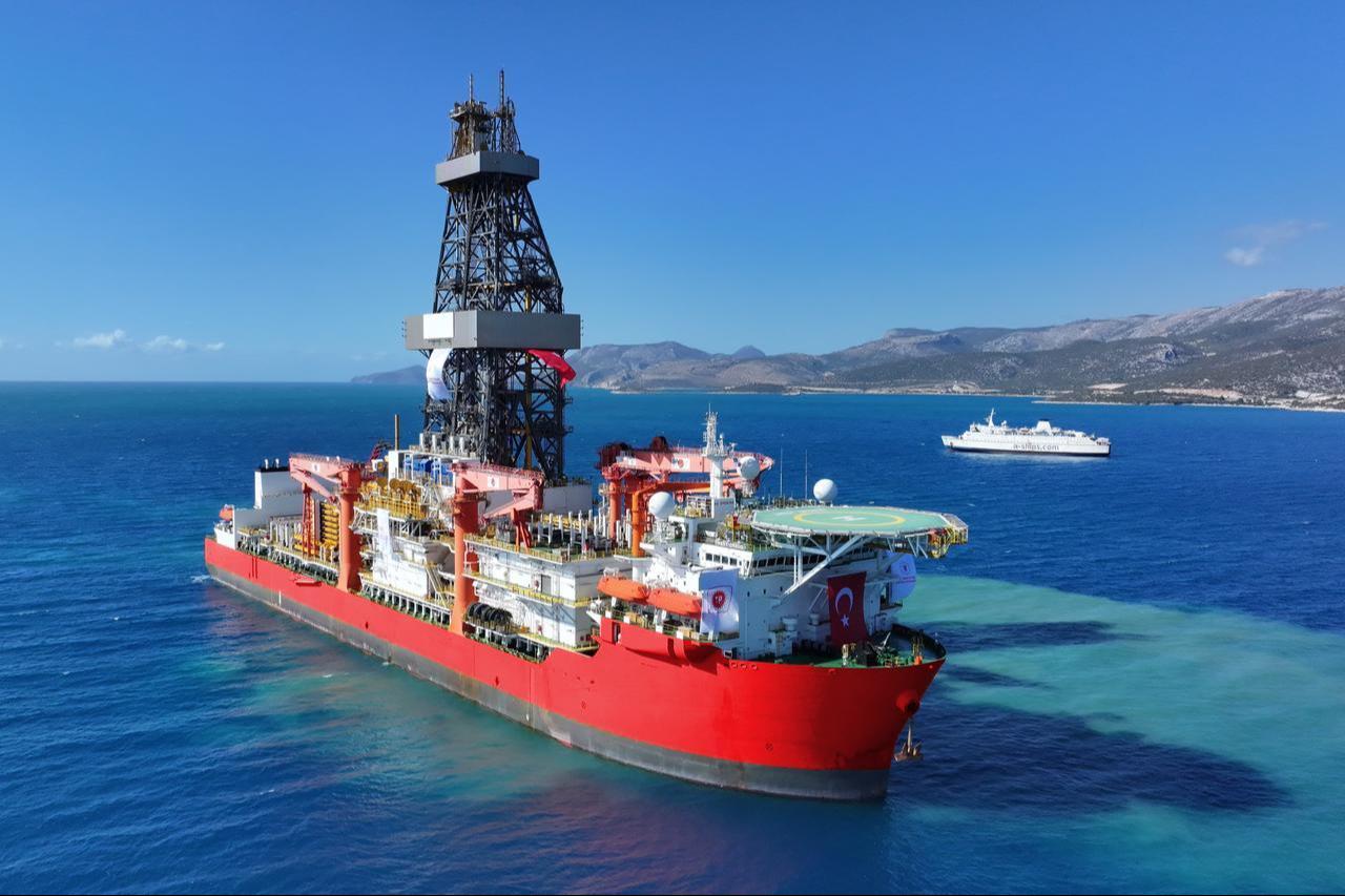 The Turkish drilling vessel Cagri Bey anchored off the coast. (AA Photo)
