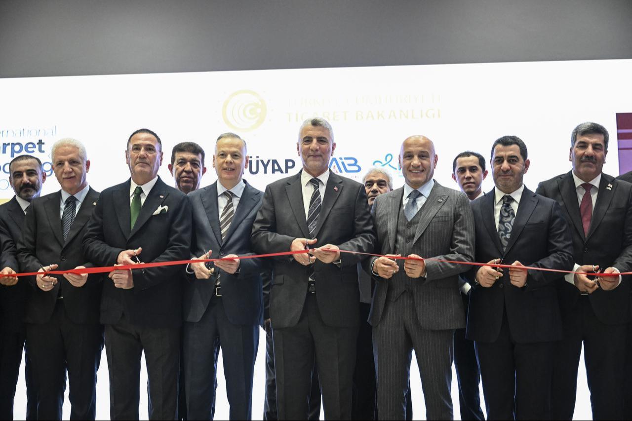 Trade Minister Omer Bolat (center) cuts the ribbon at the opening ceremony of ICFE 2026 in Istanbul, Türkiye, January 6, 2026. (AA Photo)