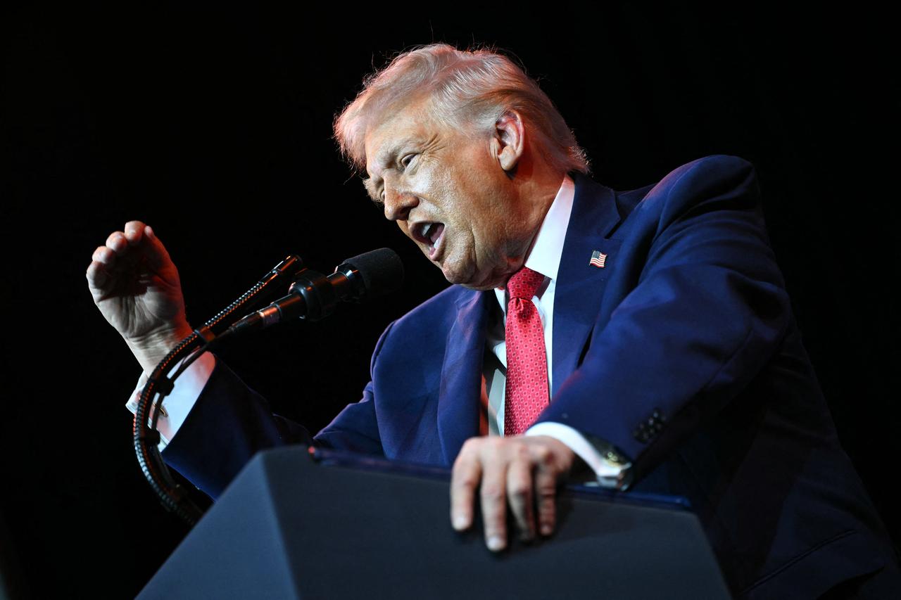 US President Donald Trump speaks during the House Republican Party (GOP) member retreat at the Kennedy Center in Washington, DC, on Jan. 6, 2026. (AFP Photo)