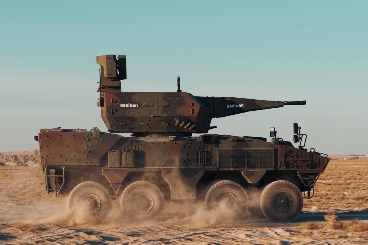 Aselsan tests Korkut 140/35 SPAAG mounted on Otokar Arma II 8x8 vehicle
