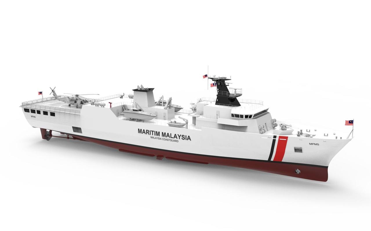 DESAN Shipyard's Multi-Purpose Mission Ship (MPMS 2) for the Malaysian Coast Guard. (Photo via X)