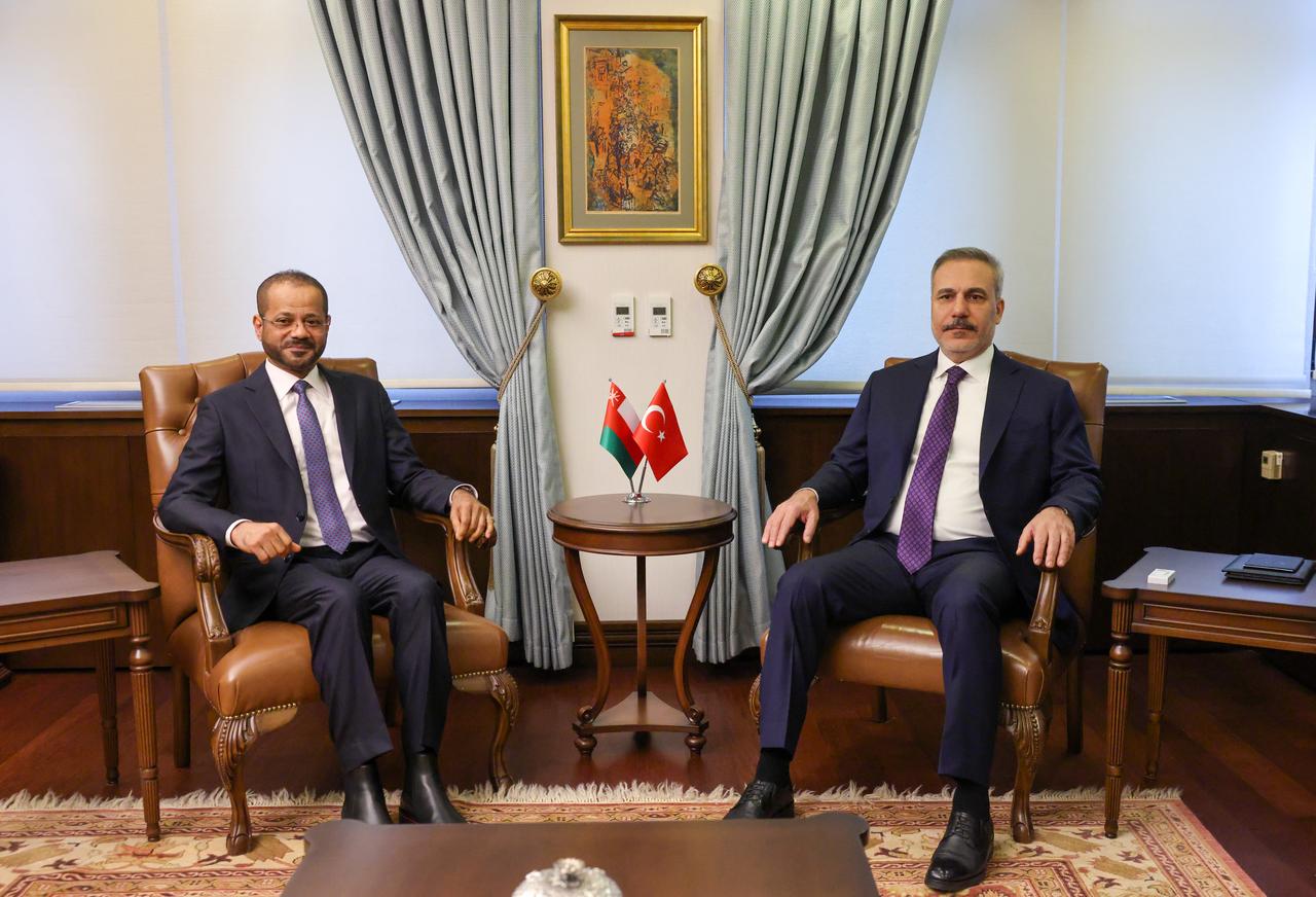 Turkish Foreign Minister Hakan Fidan meets with Omani Foreign Minister Badr bin Hamad Al Busaidi in Ankara, Turkiye on Jan. 08, 2026. (Turkish Ministry of Foreign Affairs / HO / AA Photo)