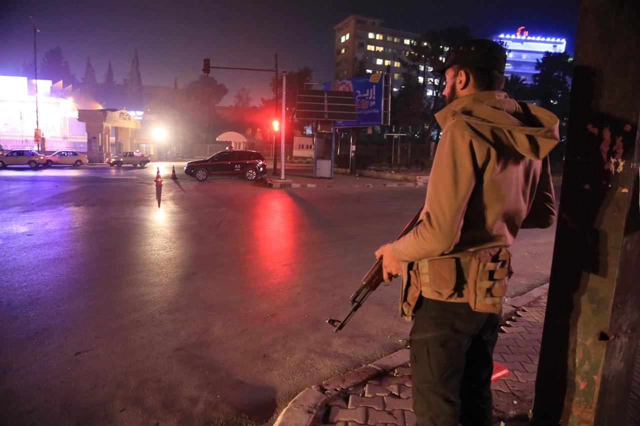 Syrian security forces take precautionary measures across the city as streets in Aleppo remain largely deserted following clashes initiated by the PKK/YPG terrorist group, which operates under the name SDF in Syria, on Jan. 07, 2026. (AA Photo)