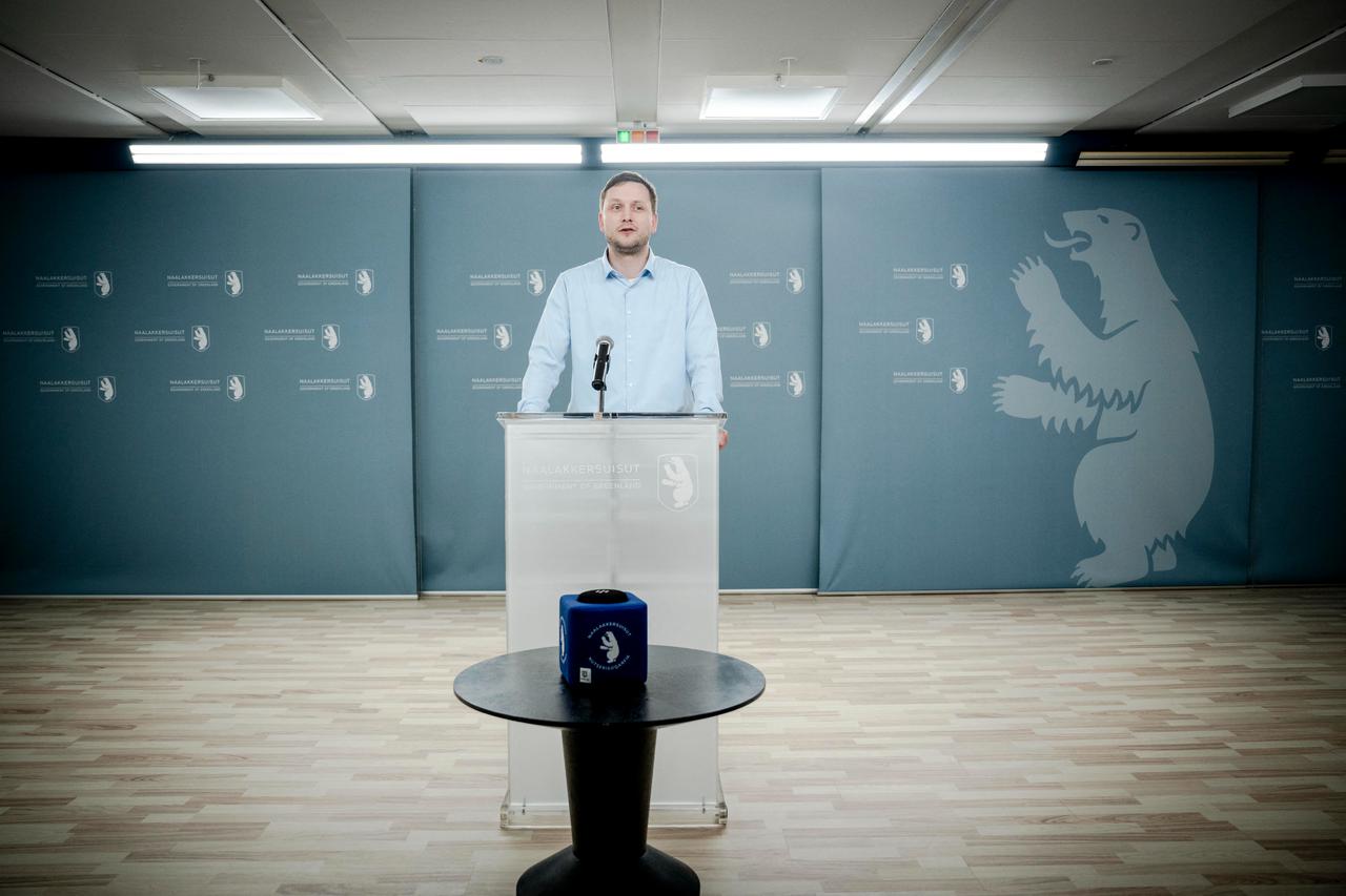Greenland's Head of Government Jens-Frederik Nielsen addresses a press conference in Nuuk, Greenland, on January 5, 2026. (AFP Photo)