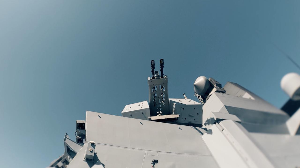 The Aselsan Gokdeniz Close-In Weapon System (CIWS) during a live-fire test on the TCG Istanbul frigate. (AA Photo)