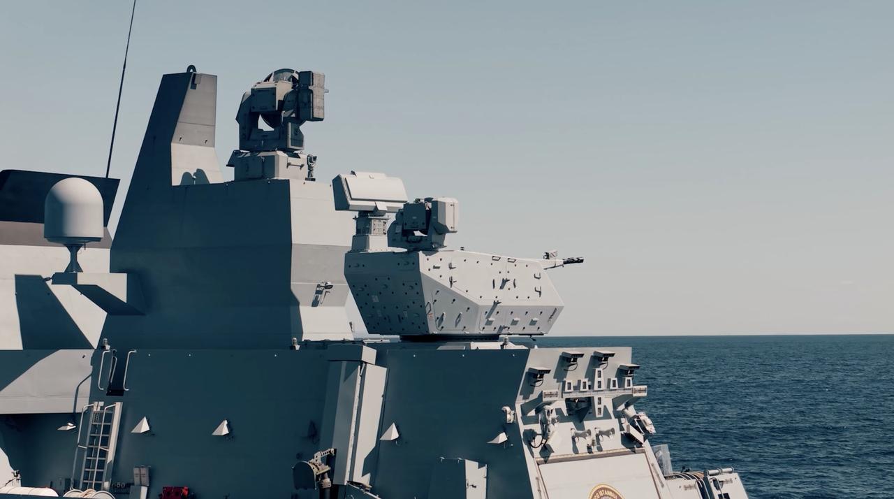 The Aselsan Gokdeniz Close-In Weapon System (CIWS) during a live-fire test on the TCG Istanbul frigate. (AA Photo)