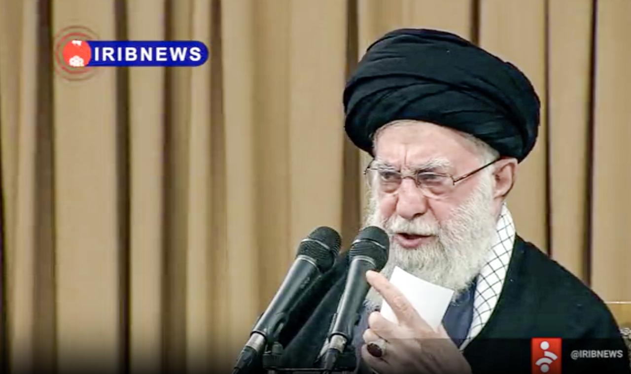 Iranian leader Ali Khamenei comments on the recent protests against economic conditions on Iranian State Television in the capital Tehran, January 9, 2026 (IRIB/Handout)