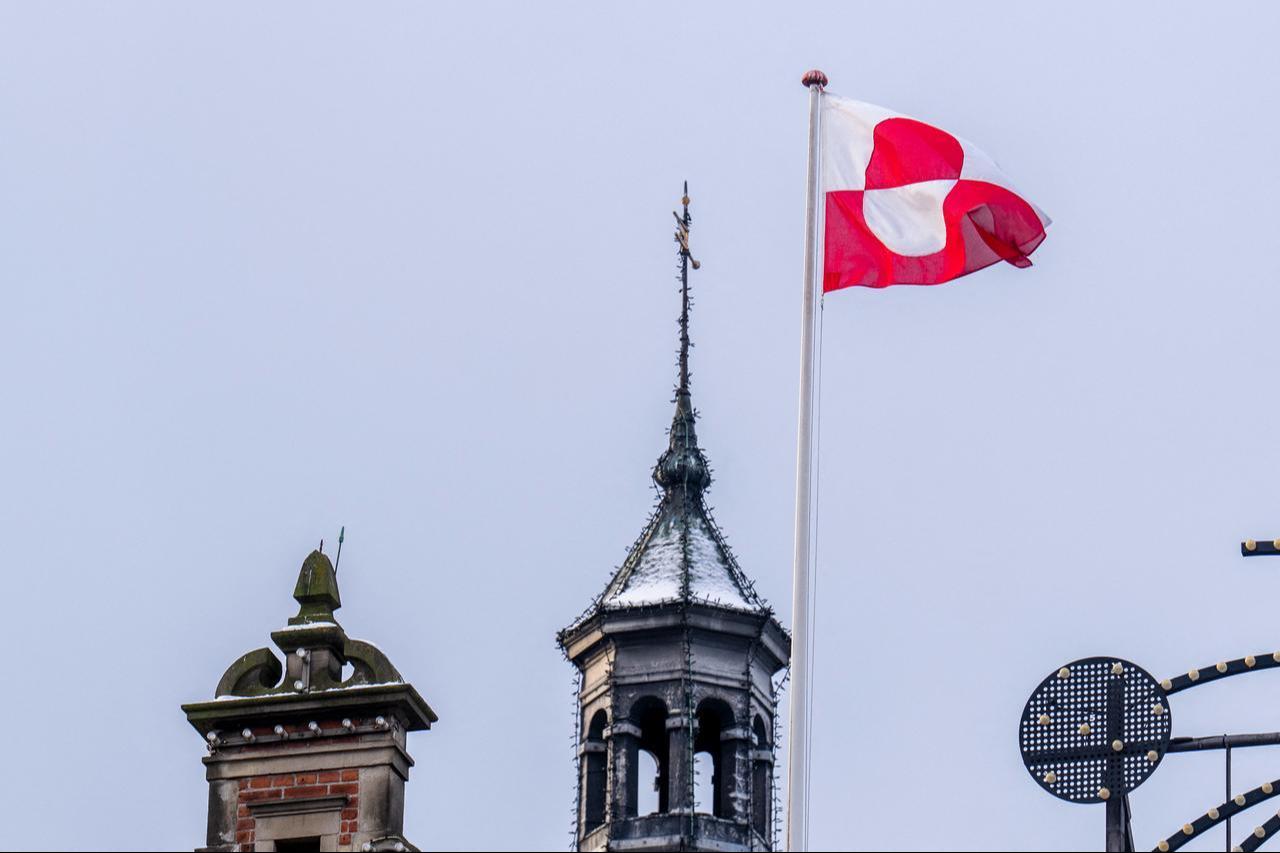 The Greenlandic flag (Erfalasorput) flies on the roof of Tivoli Castle in Copenhagen, Denmark on Jan. 8, 2026. (AFP Photo)
