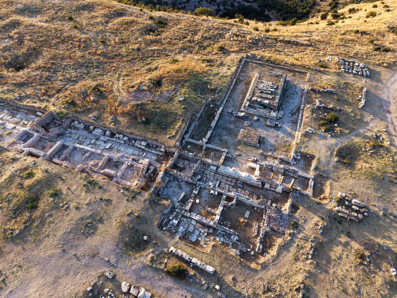 Ruins of the ancient city of Blaundos, where archaeologists uncovered remains of a wall surrounding the northern temple, are seen in Ulubey, Usak, Türkiye, Oct. 1, 2026. (AA Photo)