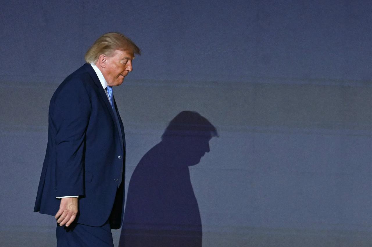 US President Donald Trump arrives to speak during an event to unveil the new America.gov website, at the Andrew W. Mellon Auditorium in Washington, DC, Sept. 29, 2026. (AFP Photo)