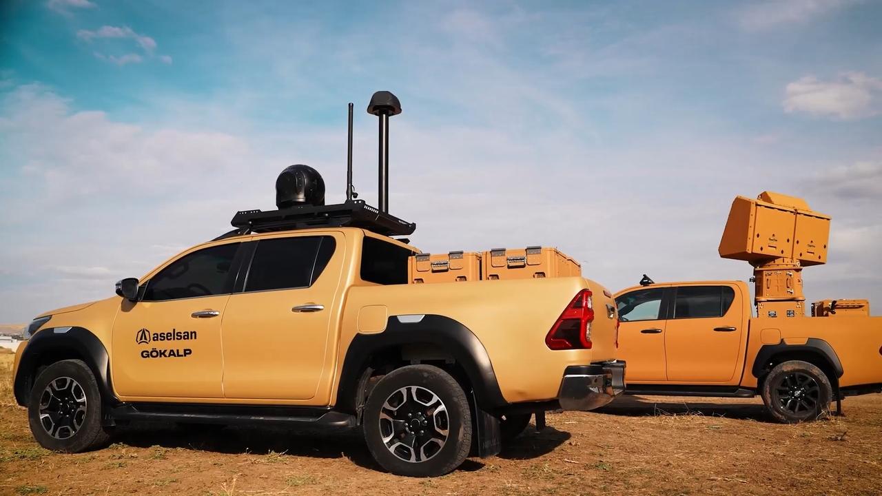 Turkish defense company Aselsan's Gokalp Counter-UAV System, mounted on a 4x4 vehicle, during a demonstration at the company's Ogulbey Technology Base. (Photo via Aselsan)