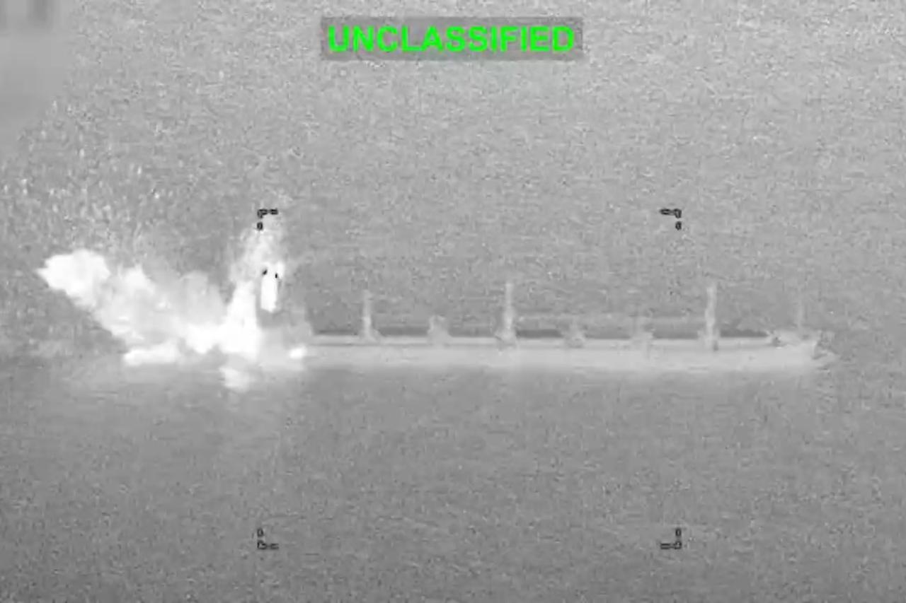 US jet disables cargo ship running Iran blockade, first strike in a month