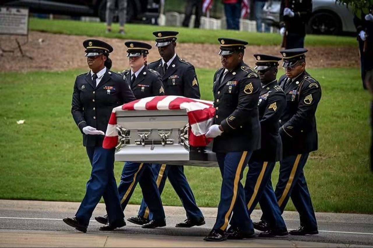 U.S. Army pallbearers carry the flag-draped casket of Army Capt. Tyler J. Feehan during his burial service at the Georgia National Cemetery in Canton, Georgia, Aug. 7, 2026 (Courtesy photo by Amber Cloy Photography)