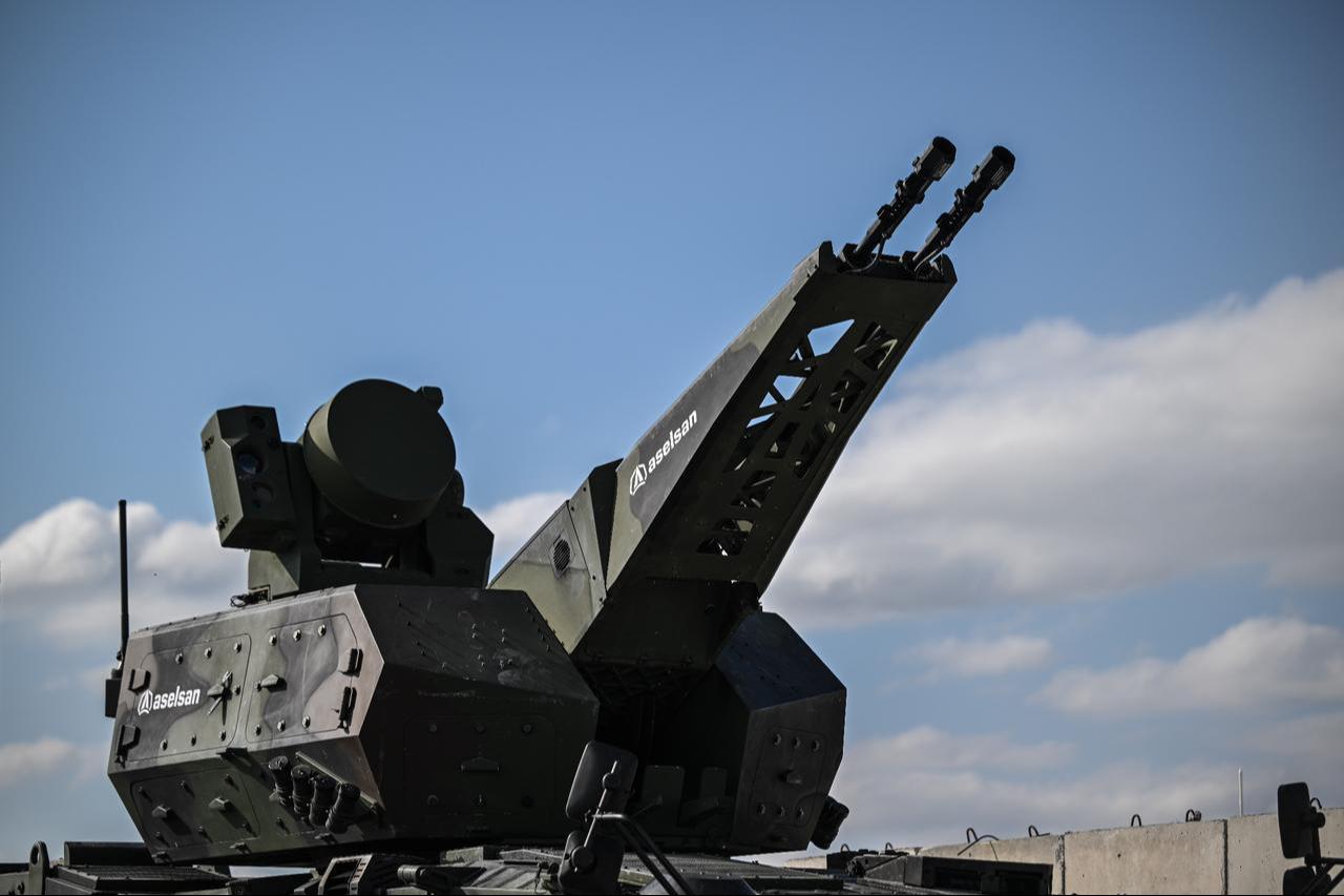 The photo shows the barrels of Aselsan's Korkut 35 Air Defense System during a firing demonstration at the Ministry of National Defense Karapinar Firing Test and Evaluation Group Command test range in Konya, Türkiye, Sept. 26, 2026. (AA Photo)