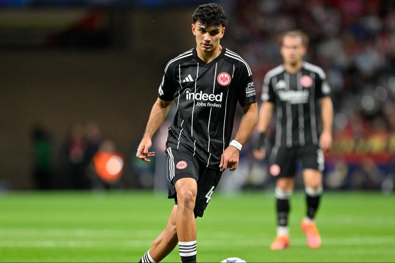 Can Uzun of Eintracht Frankfurt pictured during the UEFA Champions League Group Stage clash against Atletico Madrid at Metropolitano Stadium, Madrid, Spain, September 30, 2025. (AA Photo)