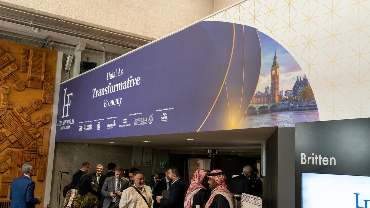 Panelists take part during the London Halal Forum 2026, held under the theme "Halal Tayyib for Humanity," bringing together industry leaders, investors and policymakers to explore opportunities in the global halal economy in London, United Kingdom, on October 10, 2026. (AA Photo)