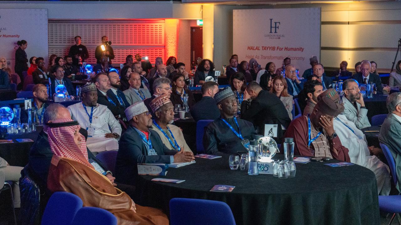 Panelists take part during the London Halal Forum 2026, held under the theme "Halal Tayyib for Humanity," bringing together industry leaders, investors and policymakers to explore opportunities in the global halal economy in London, United Kingdom, on October 10, 2026. (AA Photo)