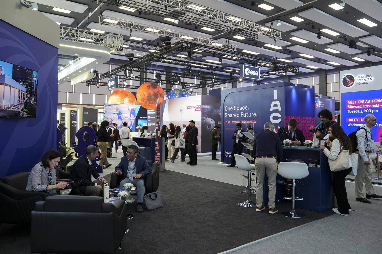 Delegates, space agency representatives, and industry leaders gather during the second day of the 77th International Astronautical Congress (IAC 2026) at the NEST Congress Center in Antalya, Türkiye, Oct. 6, 2026. (AA Photo)
