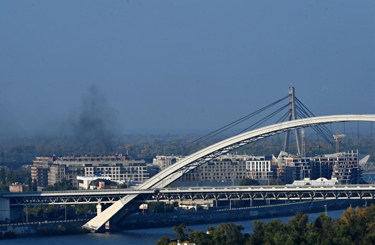 This photograph shows a drone explosion during an aerial attack in Kyiv on October 11, 2026. (AFP Photo)