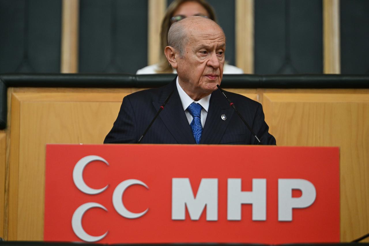 Nationalist Movement Party (MHP) Chairman Devlet Bahceli delivers a speech during his party's parliamentary group meeting in Ankara, Türkiye, on October 13, 2026. (AA Photo)