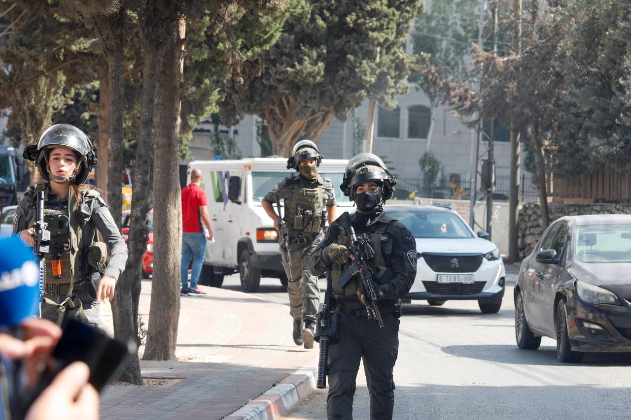 Israeli soldiers take security measures during a raid in Ramallah, West Bank, Palestine, on October 13, 2026. (AA Photo)