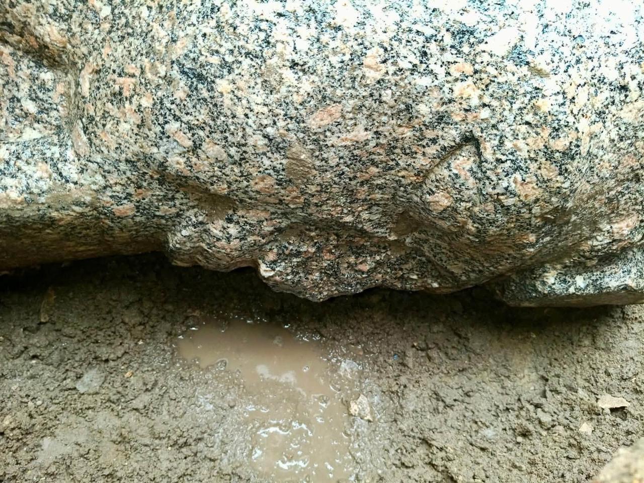 A close-up view of a granite sculpture fragment uncovered during excavations that revealed ancient royal statues and inscriptions in Behbeit el-Hagar, Egypt. (Photo via Egypt's Ministry of Tourism and Antiquities)