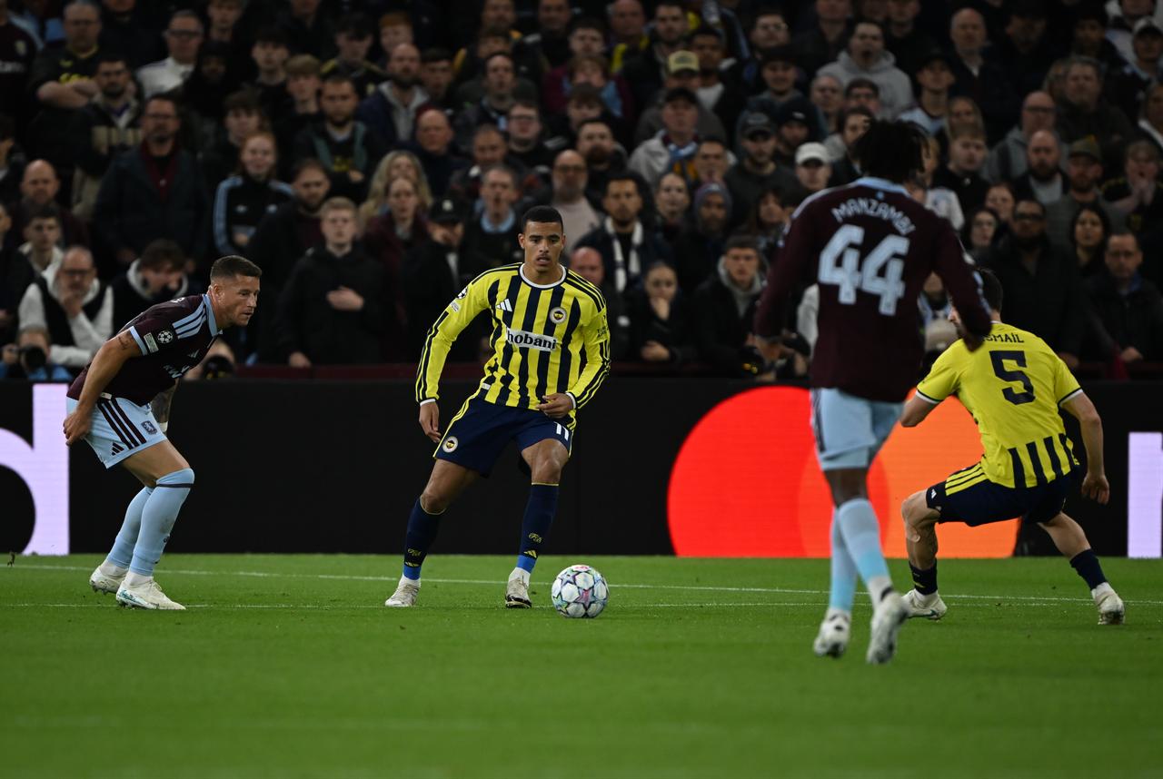 Mason Greenwood (11) of Fenerbahce in action during the UEFA Champions League match between Aston Villa and Fenerbahce at Villa Park in Birmingham, United Kingdom on October 14, 2026. (AA Photo)