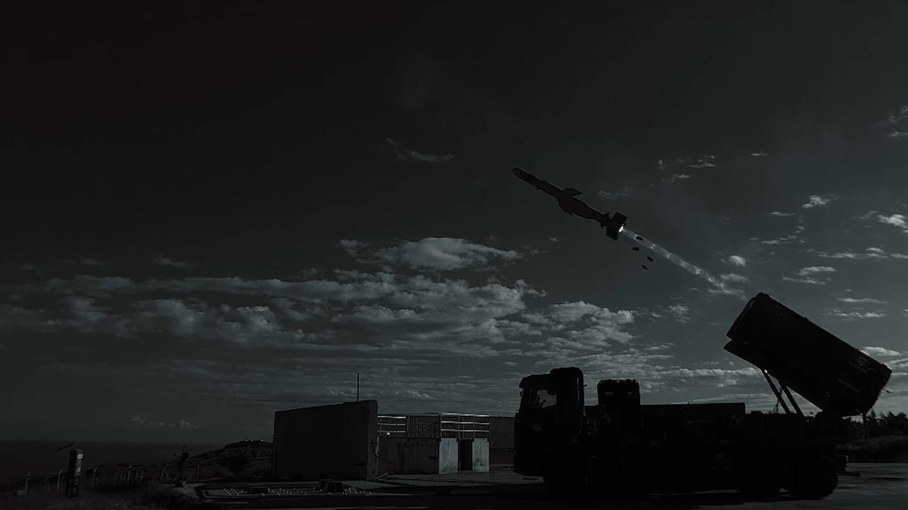 The photo shows Turkish defense firm Roketsan's Cakir cruise missile being launched during a test at an unspecified location and time. (Photo via screengrab from handout video/SSB)