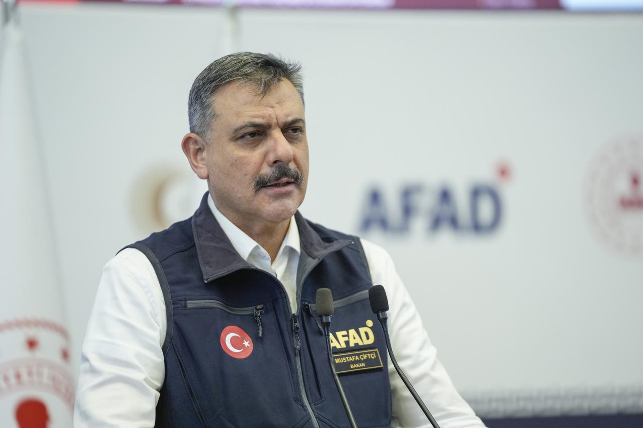 Türkiye's Interior Minister Mustafa Ciftci speaks during a press briefing on the latest flooding situation in Istanbul and neighboring provinces, October 15, 2026. (AA Photo)